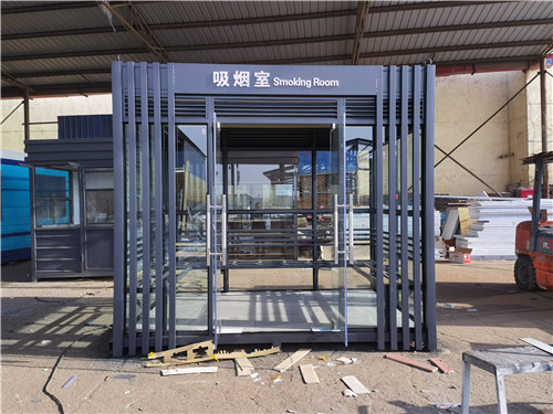 鹤壁内蒙古工厂吸烟亭玻璃吸烟室完工